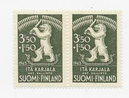 Itä-Karjala Sot hallinto 3:50 + 1,50  1943  ** postimerkki 2 kpl