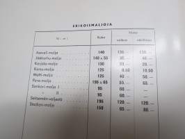 Riihimäen Lasi Oy Uutuudet 1941 - Kuvasto-Hinnasto P -alkuperäinen luettelo, sisältää erikoismaljat Sankari-malja I-II, Aseveli-malja, Korsu-malja, Karjalan malja,