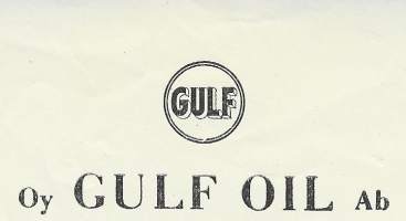 Gulf Oil Oy - Turku 1958 firmalomake