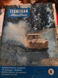 Tekniikan maailma 8/1959 kantosiipialus Suomeen, Trabant, muoviliimalla mukavasti, ukkonen jyllää