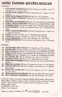 Anni tannin kevätlauluja - Lapset laulavat, 1989. C-kasetti. symp-289.