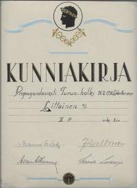 Propagandaviesti Turun halki liikkeitten sarja III p  - kunniakirja 1938