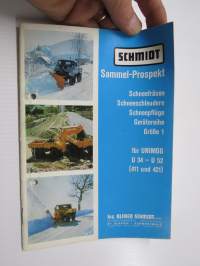 Schmidt Sammel-Prospekt - Schneefräsen - Schneeschleudern, Schneepflüge...für Mercedes-Benz Unimog U 34- U 52 (411 und 421) lumityö- ym. koneet -myyntiesite