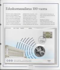 Rahakirje numeroitu 0203/5000 - Eduskuntauudistus  100 vuotta  10 euroa hopeaa 2006