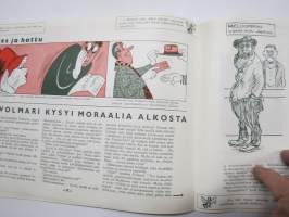 Joulukärpänen 1962 -huumoria ja pilakuvia vuoden tapahtumista, tunnettuja kuvittajia mm. Kari Suomalainen