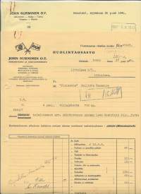 John Nurminen  Oy  Helsinki 1940  - firmalomake 2 eril