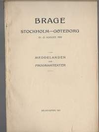 Brage Stockholm-Göteborg 1923 Meddelanden och Programtexter