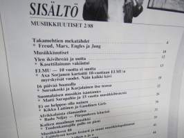 Musiikkiuutiset  1988 nr 2, Freud Marx Engels &amp; Jung, Matti Sarapaltio, Sorsakoski &amp; Karjalainen, Seppo Siirala, Musiikkikesä ´88, Gasoline Girls, Jasse Varpama...