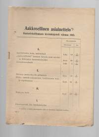 Aakkosellinen asialuettelo Rautatiehallituksen kiertokirjeistö vuonna 1918