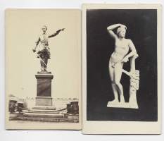 Patsaita 1800-luvun valokuvissa -   visiittikuva taidekuva valokuva 2 kpl