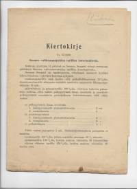 Kiertokirje nr 61 / 2030 13.9.1918 -.. tariffien korottamisesta ...