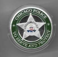 Chicago Police ,  USA challenge coin / haastekolikko värimetalli  pillerissä  40 mm