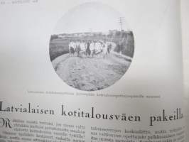 Kotiliesi 1928 nr 18, Kansikuva K. Kuutola - Vanha äiti, Suomalaisia maalaistaloja mm Untamala Laitila - Kanajärvi Kalvoila, Vastasyntyneiden kylvettäminen...