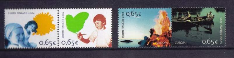 Suomi postimerkki Eurooppa - Loma ja Lapsen oikeudet -PARIT 2004 ** postituore LAPE 1696-97ja 1714-15. (LAPE 11,00€)