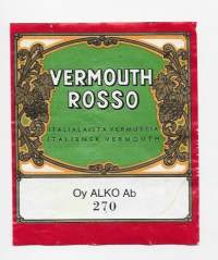 Vermouth Rosso  nr 270 viinaetiketti viinietiketti