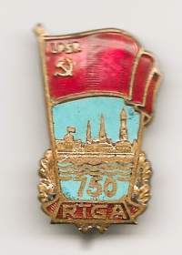 1951 Neuvostoliitto Latvia &quot;750 vuotta Riga messinki emaloitu merkki neulamerkki rintamerkki