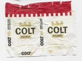 Colt Filter 10 -  tupakkaetiketti, saumoista avattu tupakka-aski