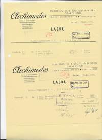 Archimedes Piirustus &amp; Kirjetarpeiden Oy, Turku  1954 - firmalomake 2 eril