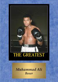 Uusi Muhammad Ali juliste koko on A4 eli helppo kehystää.