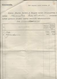 Uskelan, Muurlan, Perttelin ja Kuusjoen Paloapuyhdistys 1919  - vakuutuskirja palovahinkoa vastaan  4 sivua