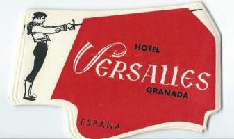 Hotel Versalles, Granada Espana   - hotellimerkki , matkalaukkumerkki