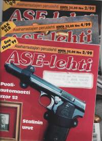 ASE-lehti 1999  nr 2,4 ja 5   yht  3  kpl / Ingram konepistooli, Mannlicher pistooli, Berdanin historia, puoliautomaatti vzor 52 ja Stalinin urut