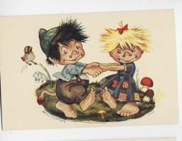 Peikko  sign Arnold Tilgmann  - postikortti  taiteilijapostikortti  kulkematon