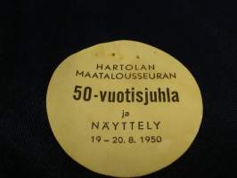 2 x rintamerkki v.1950 Hartolan Maatalousseuran juhlaan