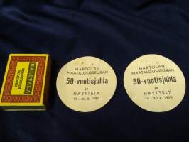 2 x rintamerkki v.1950 Hartolan Maatalousseuran juhlaan