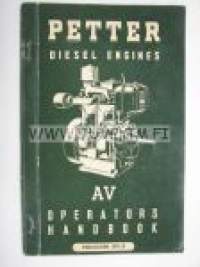 Petter Diesel Engines AV1, AV2 operator´s handbook -käyttöohjekirja, huolto, varaosaluettelo