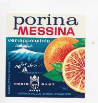 Porina Messina veriappelsiini  -  juomaetiketti