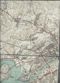 Turku 1940 luku kangastaustainen kartta 52x52 cm - kartta