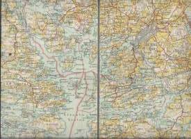Turku ja saaristoa 1940 ?luku kangastaustainen kartta 57x57 cm - kartta