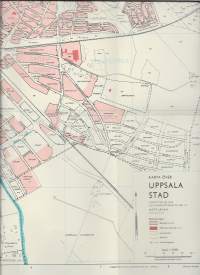 Karta 52x62 cm över Uppsala stad 1961