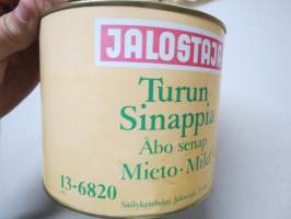 Jalostaja Turun Sinappia - Åbo Senap - 2,3 kg peltipurkki, avaamaton, tyhjä mallipakkaus somistustarkoituksiin
