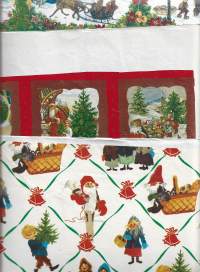 vanha  joululahjapakettipapereita - joulupaperi,  käärepaperi n 6  A 3 kokoista arkinosaa