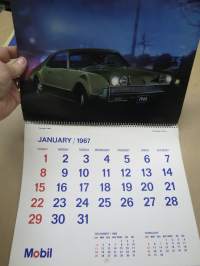 Mobil 1967 - a look at the futere - Oy Mobil Oil Ab seinäkalenteri, esittelee eri autovalmistajien futuristisia, tulevaisuuden mahdollisia malleja