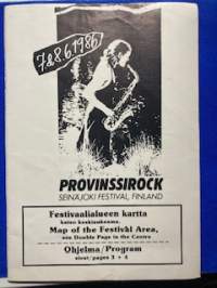 Provinssirock 7.&amp;8.6.1986 ohjelmalehti.