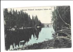 Mouhijärvi Salmin silta  postikortti  paikkakuntapostikortti kulkenut 1908
