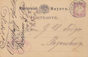 Königreich Bayern -ehiöpostikortti, 1882. 5Pf.