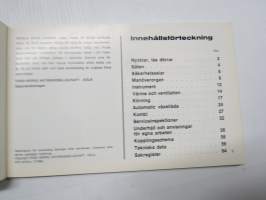 Ford  Taunus 17m Instruktionsbok 1969 -käyttöohjekirja, ruotsinkielinen, painettu 10/1968, joten vuosimallille 1969