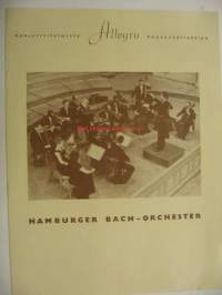 Allegro Konserttitoimisto Hamburger Bach-orchester 18.9.1959 -konserttiohjelma