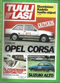 Tuulilasi 1983 nr 5 - Etuvetoisen Kadetin huolto-ohjeet, Koeajo: Opel Corsa, Öljysheikkien loistoautot, Kestotestin loppuarvostelussa: Suzuki Alto, ym.
