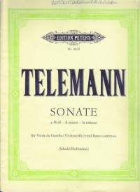Sello-/pianonuotit - Telemann - Sonate a-Moll für Viola da Gamba (violoncello) und Basso continuo, 1953. Erilliset sellonuotit mukana. Katso sisältö kuvista.