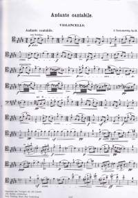 Sello-/pianonuotit - Tschaikowsky - Andante Cantabile Opus 11. Sellolle ja pianolle. Erilliset sellonuotit mukana. Katso sisältö kuvista.
