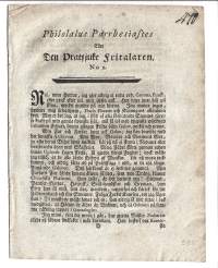 Philolalus Parrbesiastes Eller Den Pratsjuke Fritalaren. No 2Stockholm .1768