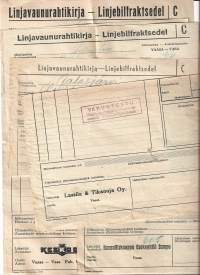 Linjavaunurahtikirja  1940-luku  8 kpl erä