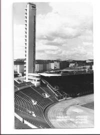 Helsinki Stadion- paikkakuntakortti, paikkakuntapostikortti  postikortti  kulkenut 30.7.1952 Olympialeima