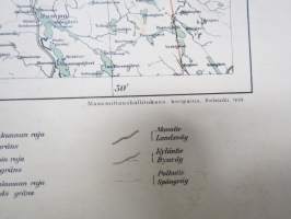 Suomen yleiskartta lehti B3 lännessä Enontekiö - Muonio - Kolari - Pello, idässä Sodankylä, v. 1926
