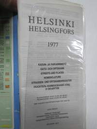 Helsinki opaskartta 1977, erilliset kartat 2 kpl, katu- ja paikannimistö (osoiteluettelo) kansiossa